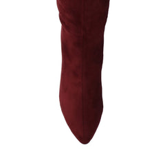 AMEYLIA Knee-High Boots in Oxblood Faux Suede
