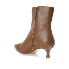 ARELY Wide Fit Pointed Toe Booties in Brown PU