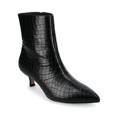 Arely Pointed Toe Booties in Black Croco