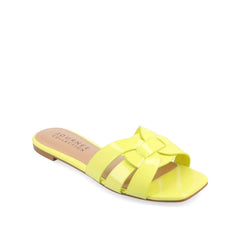 ARRINA SLIDE SANDALS IN STATEMENT PATENT - Yellow Patent