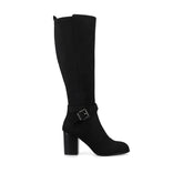 Avalonn Knee-High Dress Boots in Black Suede