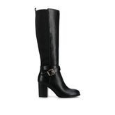 Avalonn Knee-High Wide-Calf Dress Boots in Black