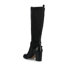 Avalonn Knee-High Wide-Calf Dress Boots in Black