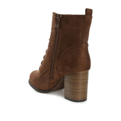BAYLOR Lace-Up Booties in Faux Suede - Brown