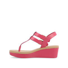 Bianca Wedge Heeled Sandals in Vegan Leather - Pink