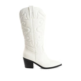 Chantry Cowgirl Wide Calf Vegan Leather Boots - White