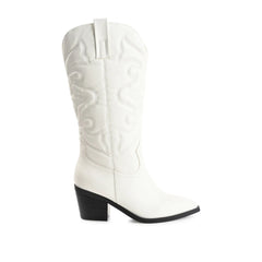 Chantry Cowgirl Wide Calf Vegan Leather Boots - White