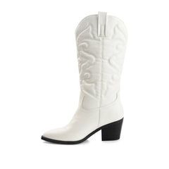 CHANTRY Cowgirl Boots in Vegan Leather - White PU