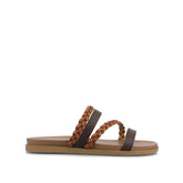 Colette Slide Sandals in Vegan Leather - Cognac