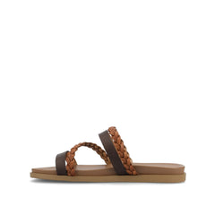 Colette Wide Slide Sandals in Cognac
