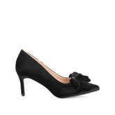 CRYSTOL Velvet Stiletto Pump Heels in Black