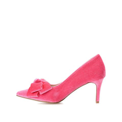 Crystol Velvet Stiletto Pumps - Pink