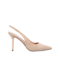 Elenney Wide Stiletto Heels in Nude Suede