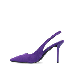 Elenney Wide Stiletto Heels in Purple Faux Suede