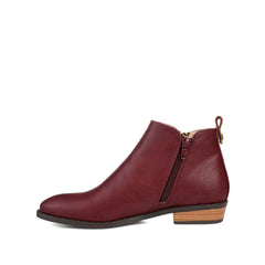 ELLIS Wide Calf Zip-Up Vegan Leather Booties in Wine