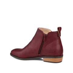 ELLIS Wide Calf Zip-Up Vegan Leather Booties in Wine