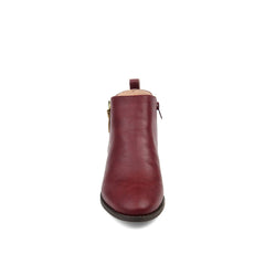 ELLIS Wide Calf Zip-Up Vegan Leather Booties in Wine