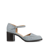 Evangeline D'Orsay Heels in Vegan Leather - Denim