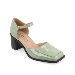 Evangeline Block Heels in Patent Green by D'Orsay