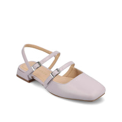 Gretchenn Wide Heeled Flats in Vegan Leather - Lilac