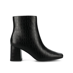 HAYLINN Wide Fit Vegan Leather Booties in Black Croc