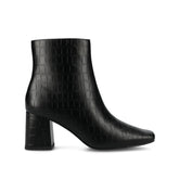 HAYLINN Square Toe Booties in Vegan Leather - Black Croco