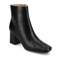 HAYLINN Wide Fit Vegan Leather Booties in Black Croc