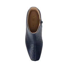 HAYLINN Square Toe Booties in Wide Width - Blue Croco