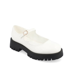 KAMIE LUG SOLE MARY JANE FLATS - White PU