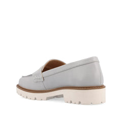 KENLY Wide Fit Vegan Leather Loafer Flats in Grey PU