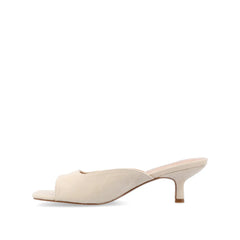 LARNA Wide Fit Faux Suede Peep Toe Kitten Heels in Bone