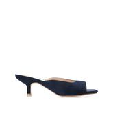LARNA Faux Suede Peep-Toe Kitten Heels in Navy Nubuck