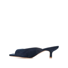 LARNA Faux Suede Peep-Toe Kitten Heels in Navy Nubuck