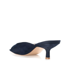 LARNA Faux Suede Peep-Toe Kitten Heels in Navy Nubuck
