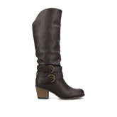 Wide Width Late Boots with Footbed - Dark Brown PU