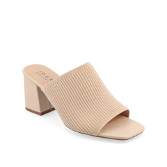 LORENNA Wide Block Heel Mules - Beige