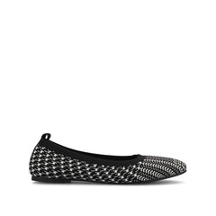 Maryann Wide Ballet Flats in Black and White Knit