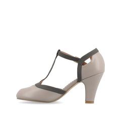 OLINA Wide Fit T-Strap Heels in Grey