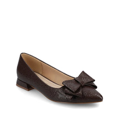 Ophelia Low Block Croco Ballet Flats in Brown Croco