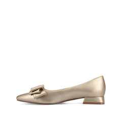 Ophelia Low Block Ballet Flats in Vegan Leather - Champagne