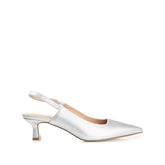 Paulina Slingback Kitten Heels in Patent Silver