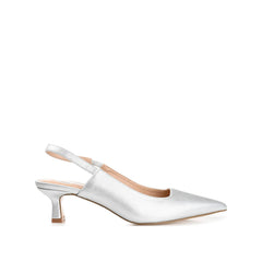 Paulina Slingback Kitten Heels in Patent Silver