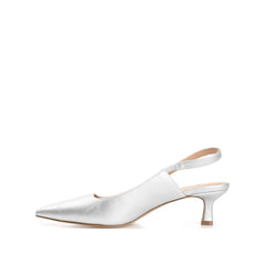 Paulina Slingback Kitten Heels in Patent Silver