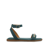 Primrose Ankle Strap Sandals in Teal Nubuck