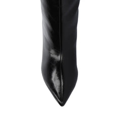REHELA Knee High Boots in Vegan Leather - Black Patent