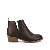 Rimi Block Heeled Booties in Wide Width - Brown PU