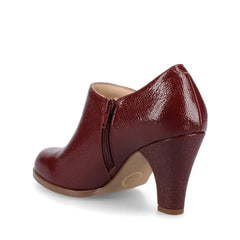 SANZI Zip-Up Booties in Faux Suede - Oxblood Lizard