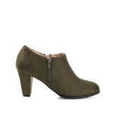SANZI ZIP-UP BOOTIES IN FAUX SUEDE - Olive