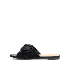 SERLINA Pleated Slide Sandals in Foil - Black