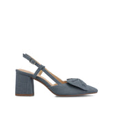 Tailyynn Slingback Block Heels in Statement Denim